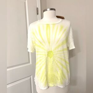 NWT Anthropologie T.La yellow tie-dye graphic tee top Size Medium